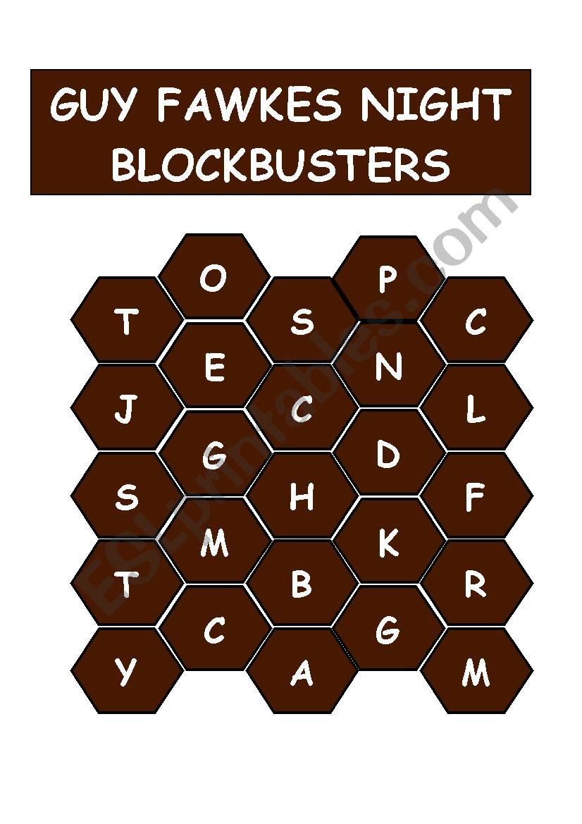 GUY FAWKES BLOCKBUSTERS worksheet