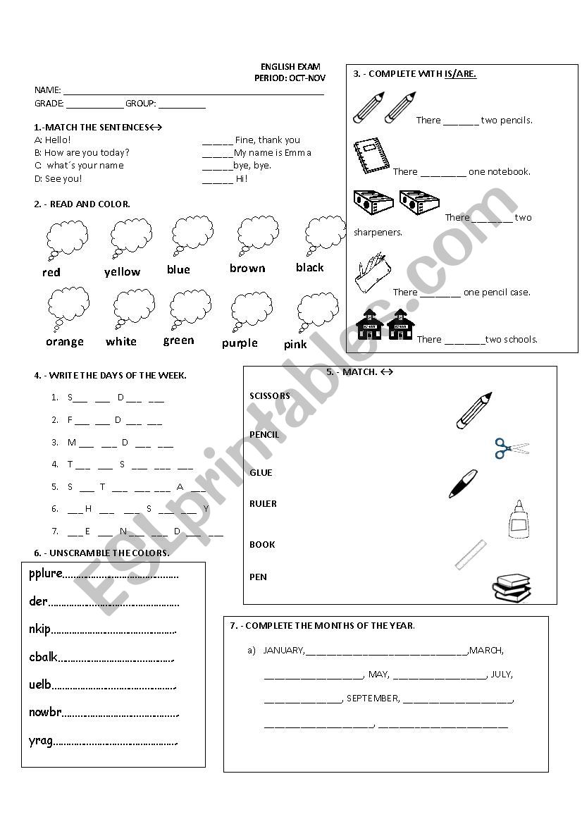 Exam Oct-Nov worksheet