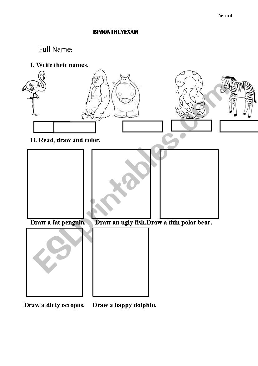 animals worksheet