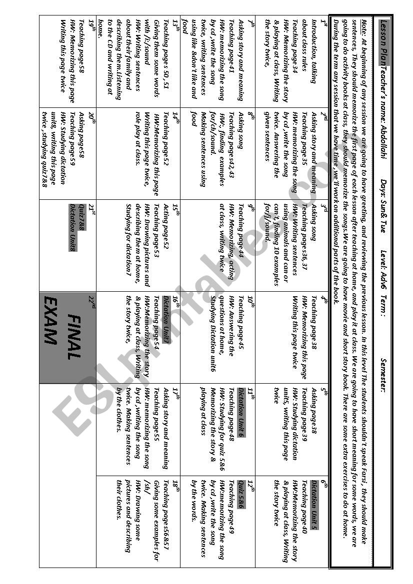 Lesson Plan For Basics worksheet