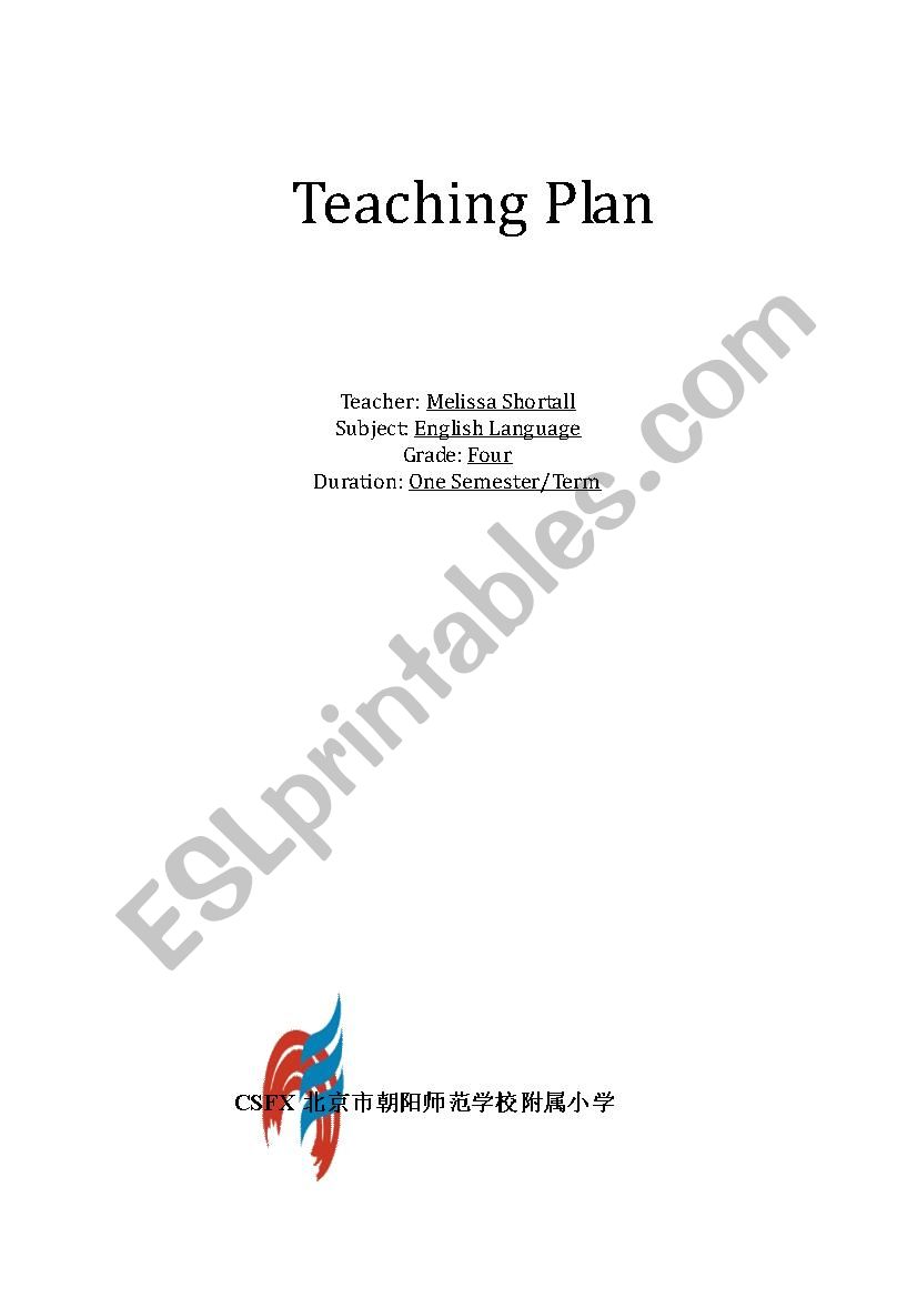 Teaching Plan worksheet