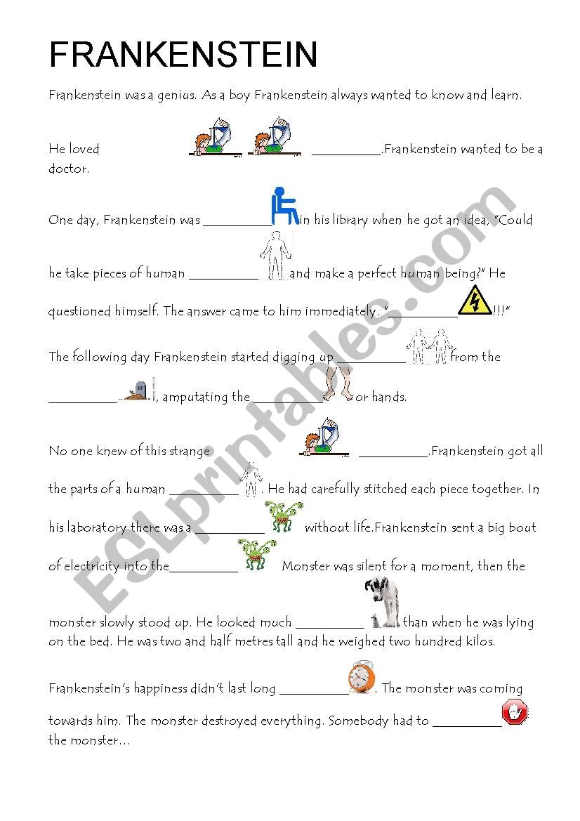 Frankenstein worksheet