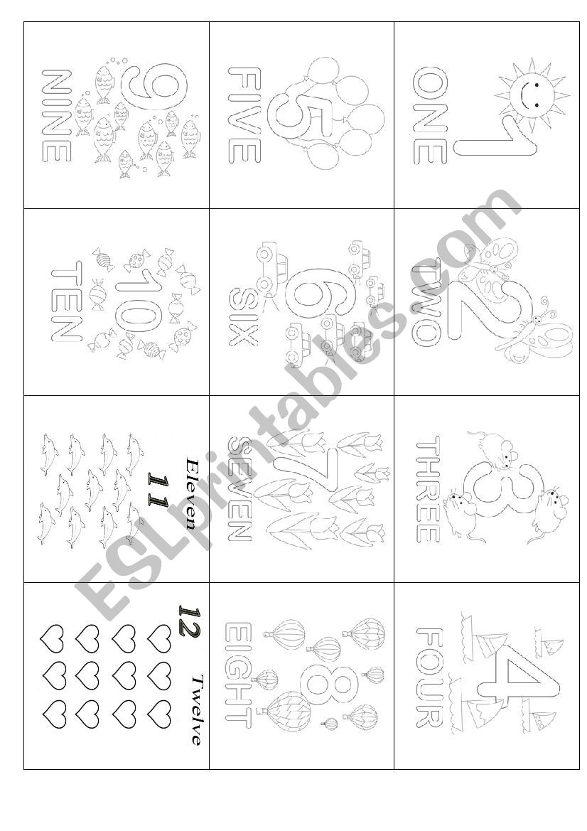 Counting numbers 1-12 worksheet