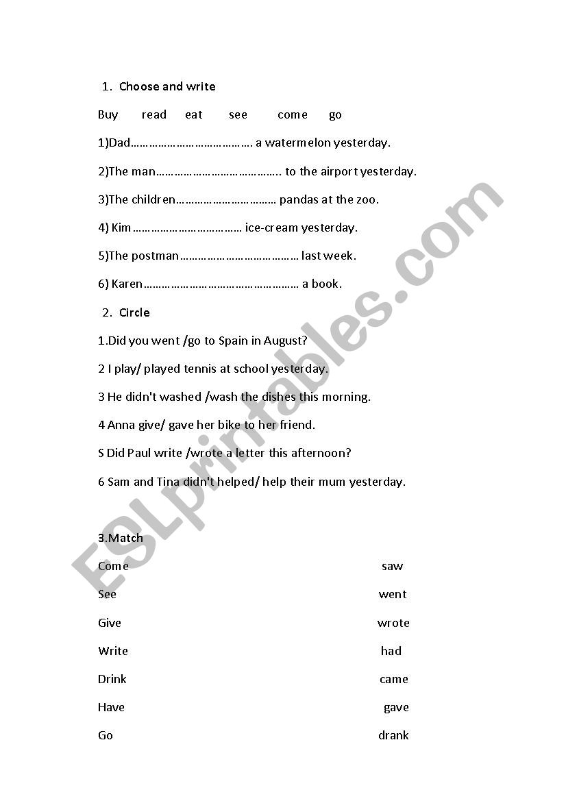 Worksheet irregular verbs worksheet
