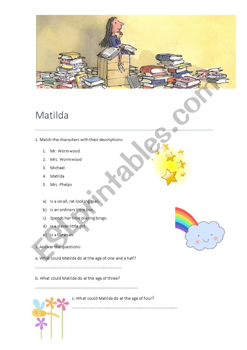 MATILDA chapter 1 worksheet worksheet