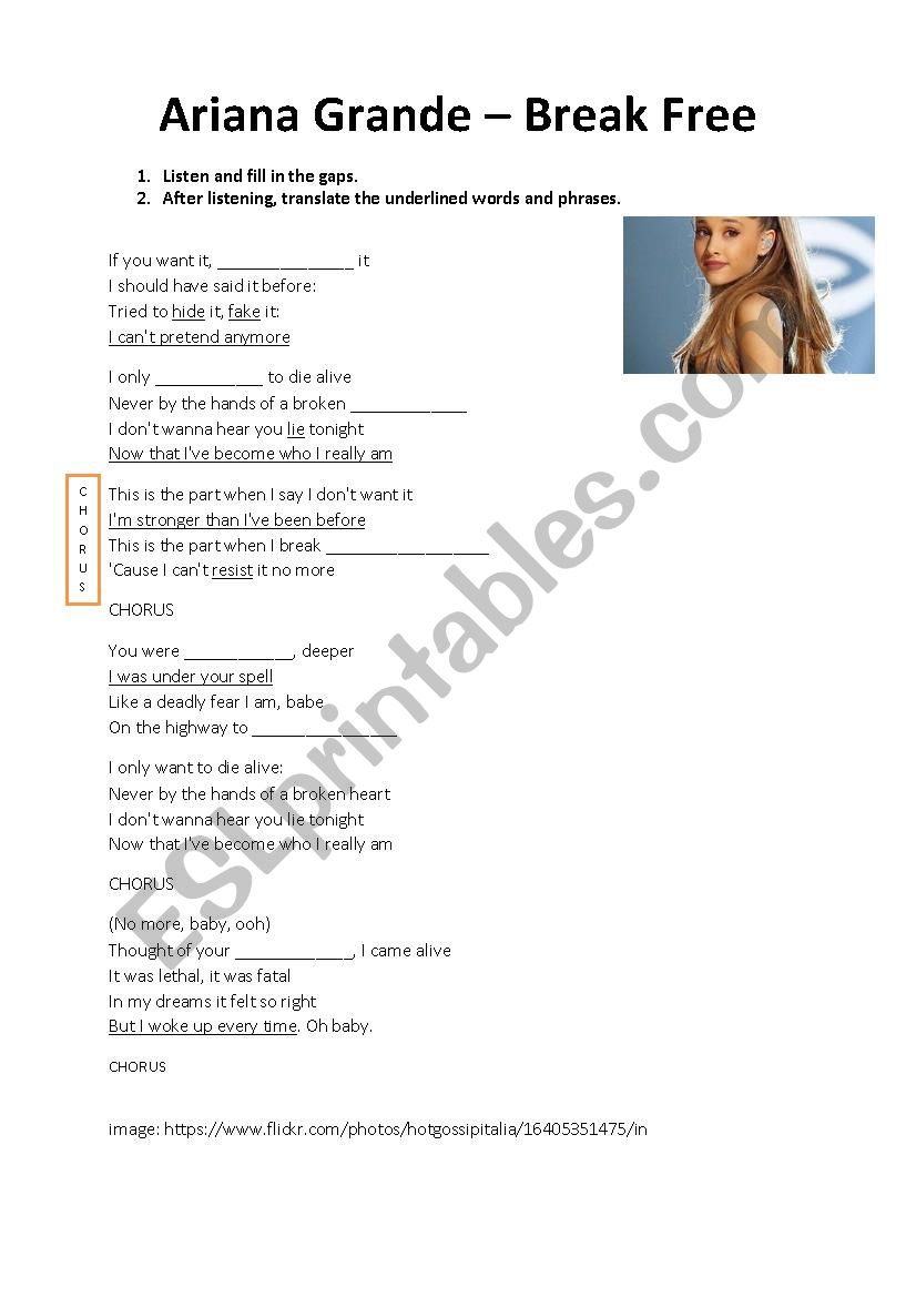 Pop songs - Listening worksheet