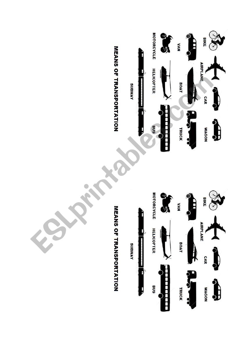 Means of Transportation worksheet