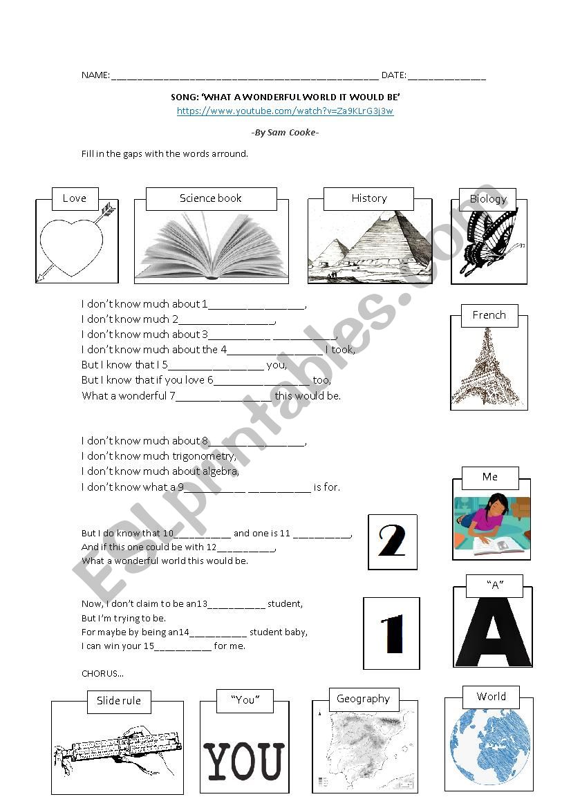 What a Wonderful World worksheet