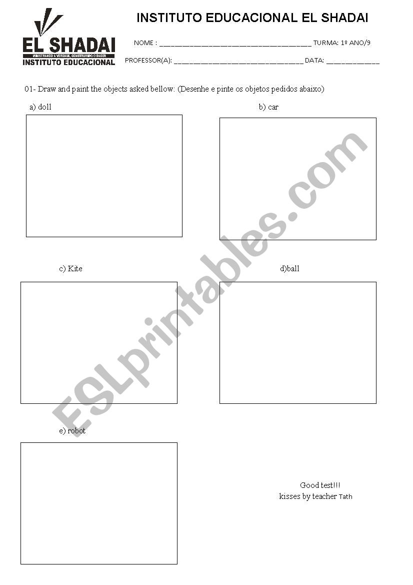 test english 1 grade - kids worksheet