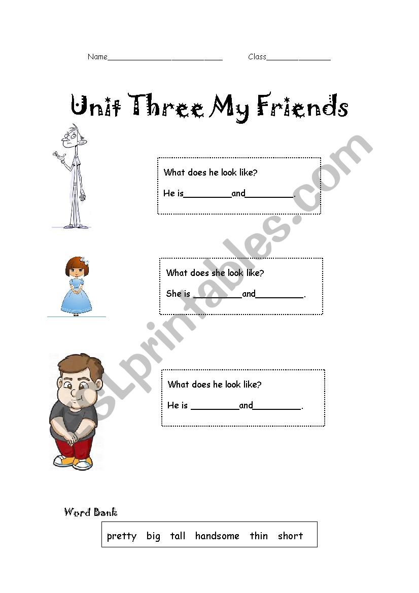 what does he/she look like? worksheet