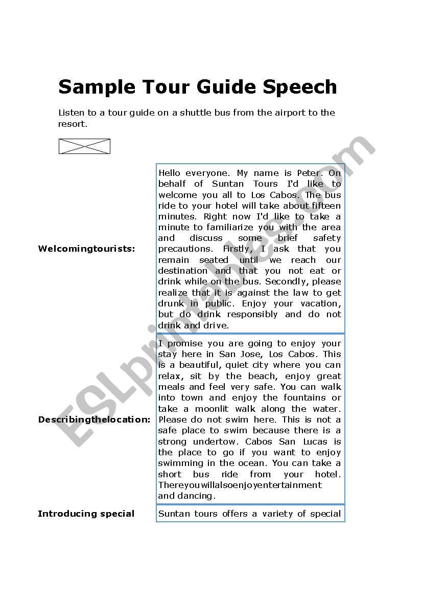 tour guide speech worksheet