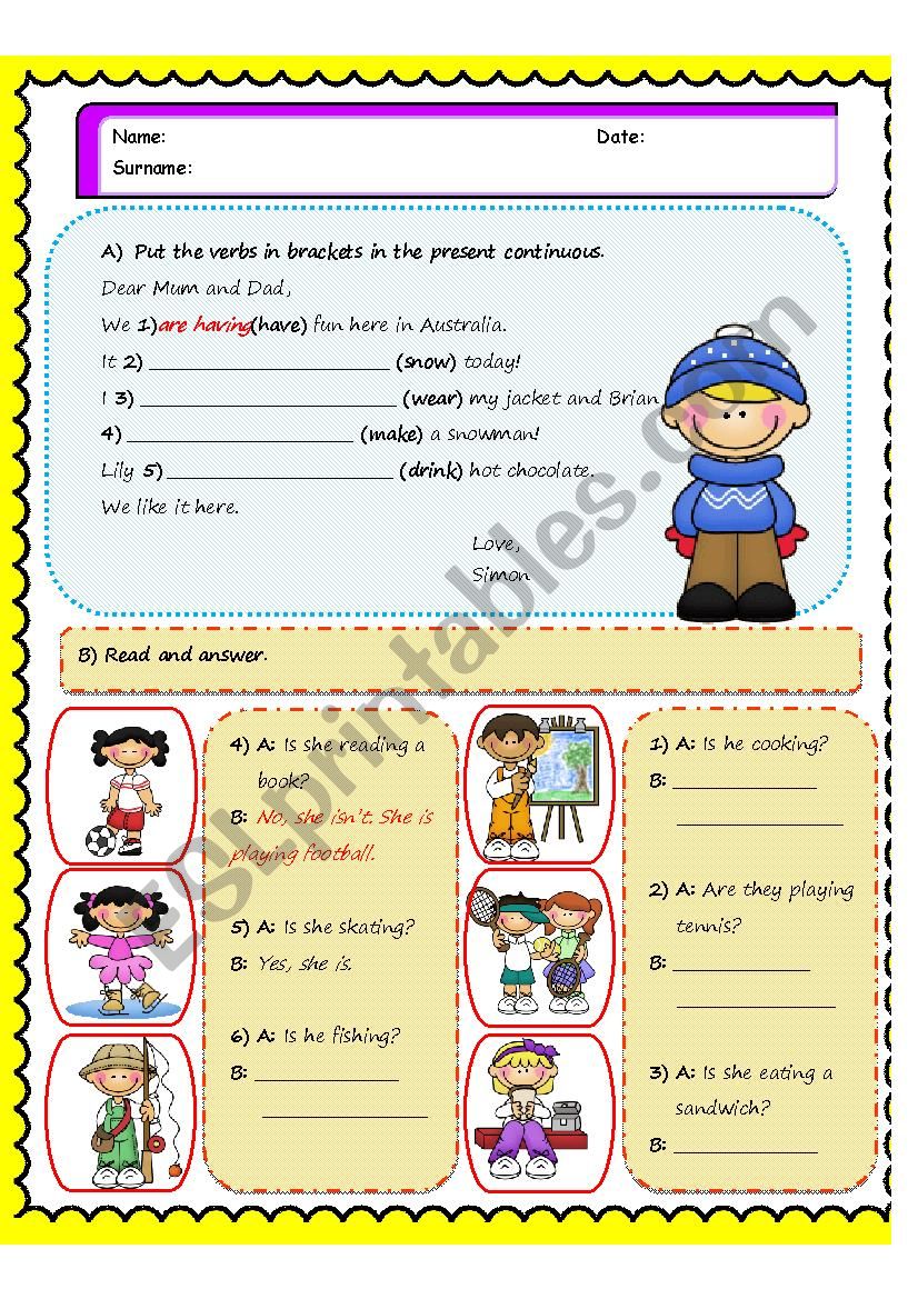 Present Continuous Handout worksheet