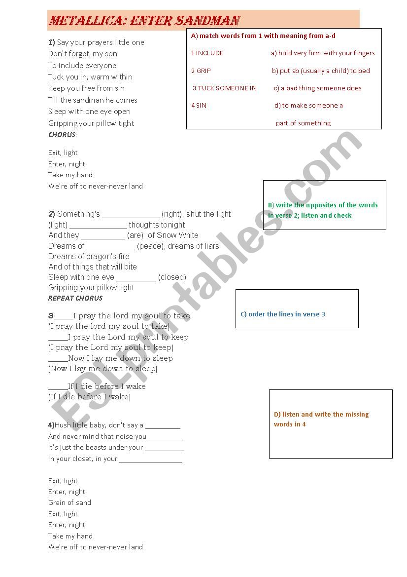 song - Metallica: Enter Sandman