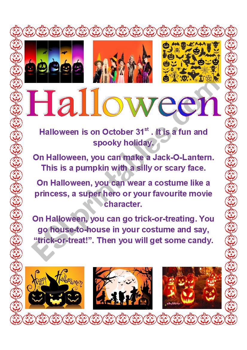 Halloween reading worksheet