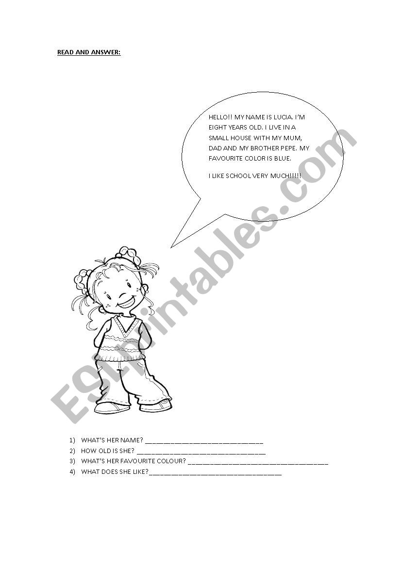 READING FOR CHILDREN worksheet
