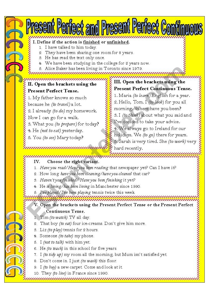 Present Perfect and Present Perfect Continuous