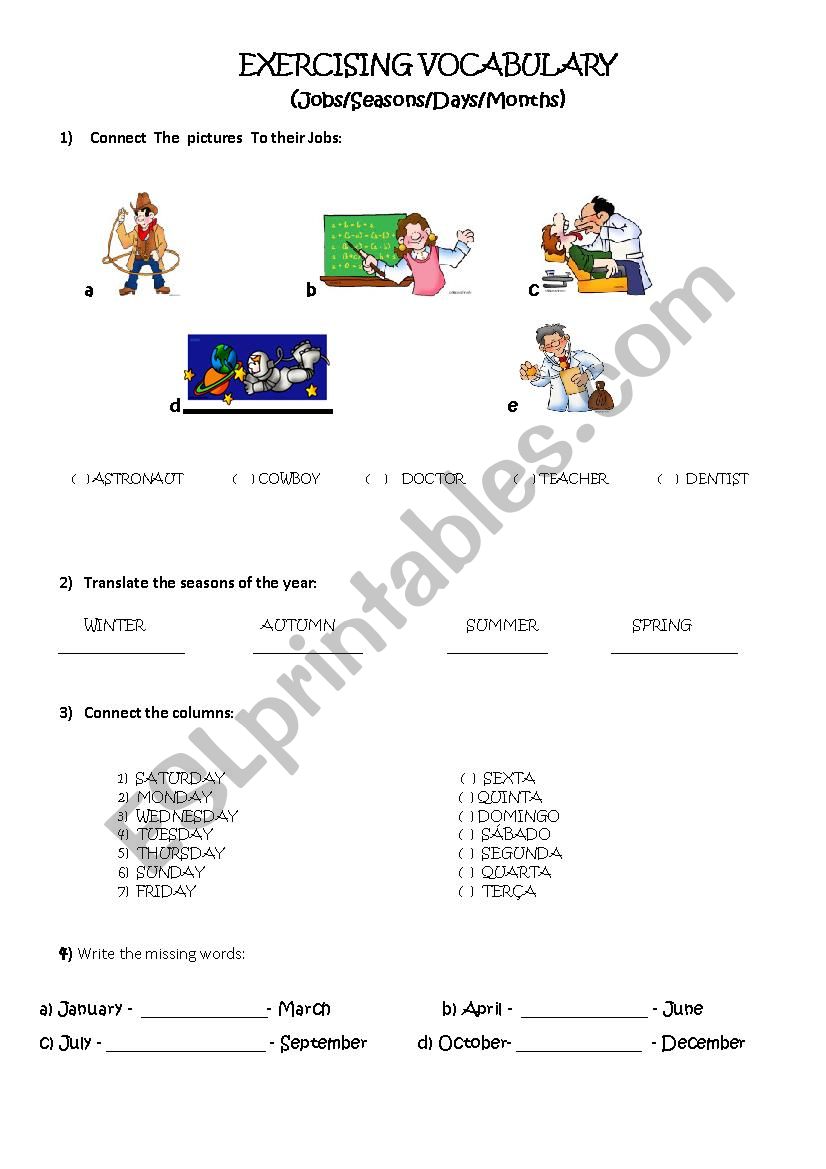 Exercising Vocabulary worksheet