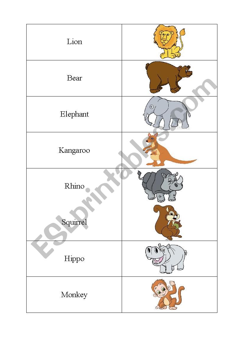 Animals Vocabularies worksheet
