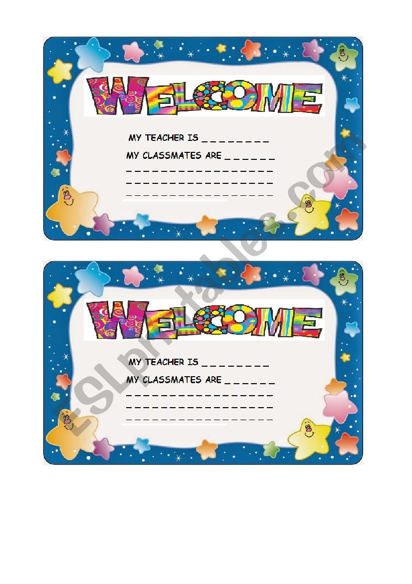 Welcome worksheet