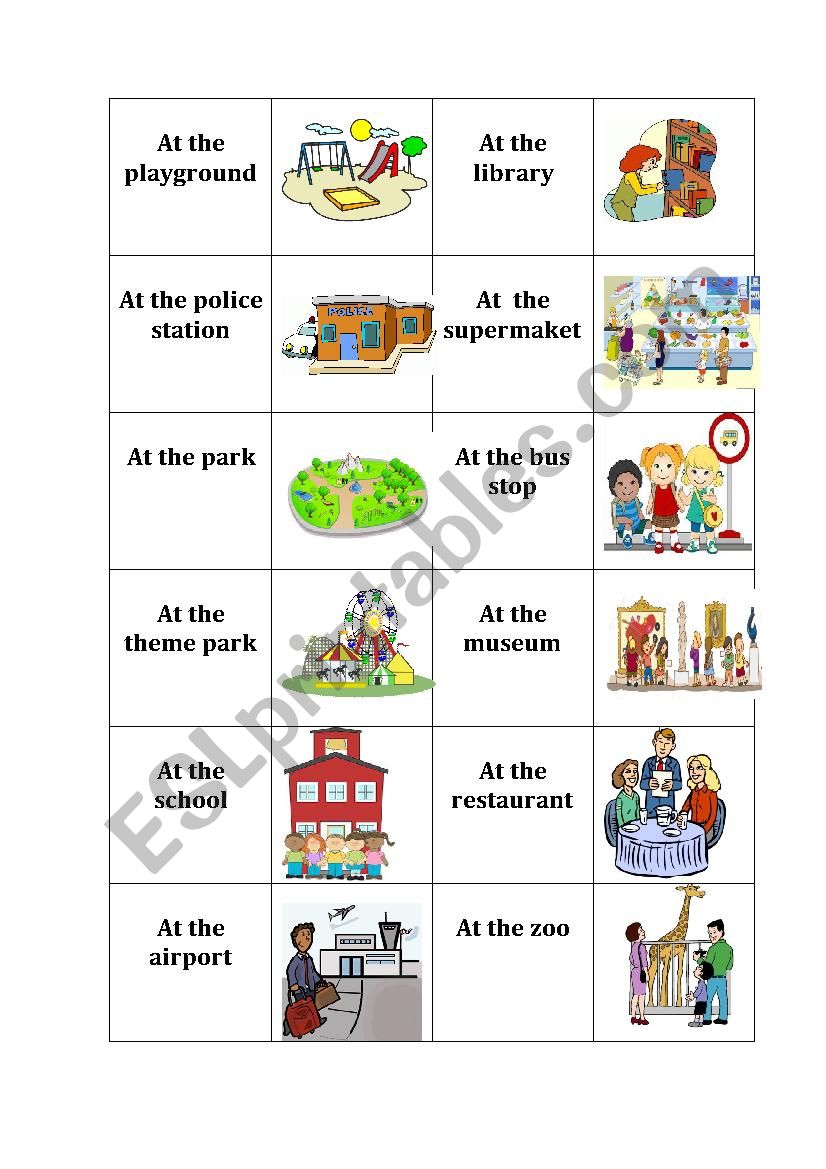 Memory shops and places  worksheet