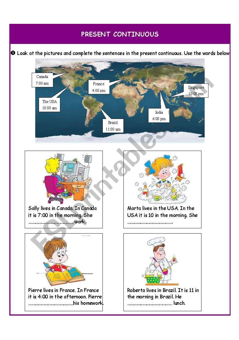 Present continuous - part I worksheet