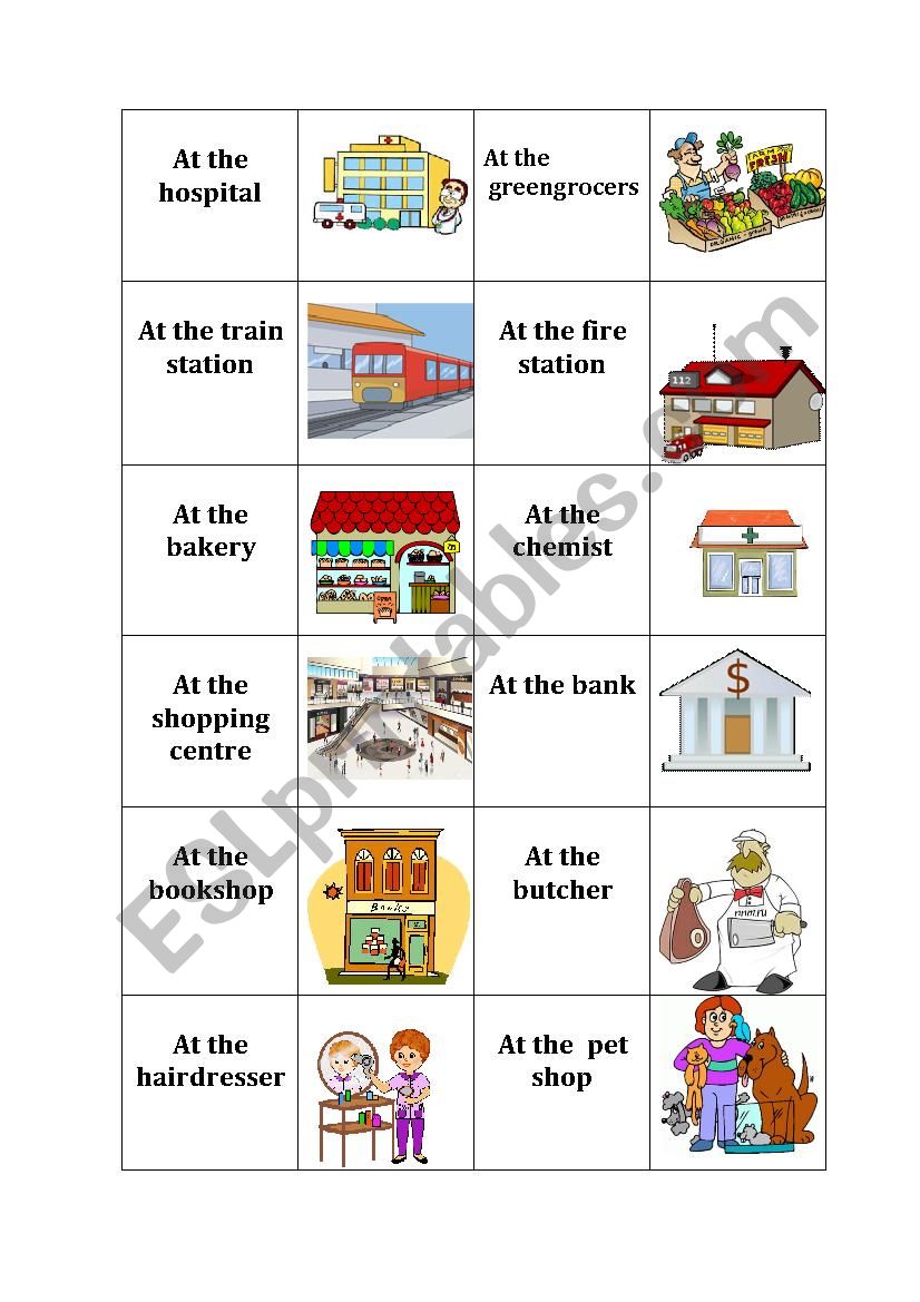 Memory shops and places 2 worksheet