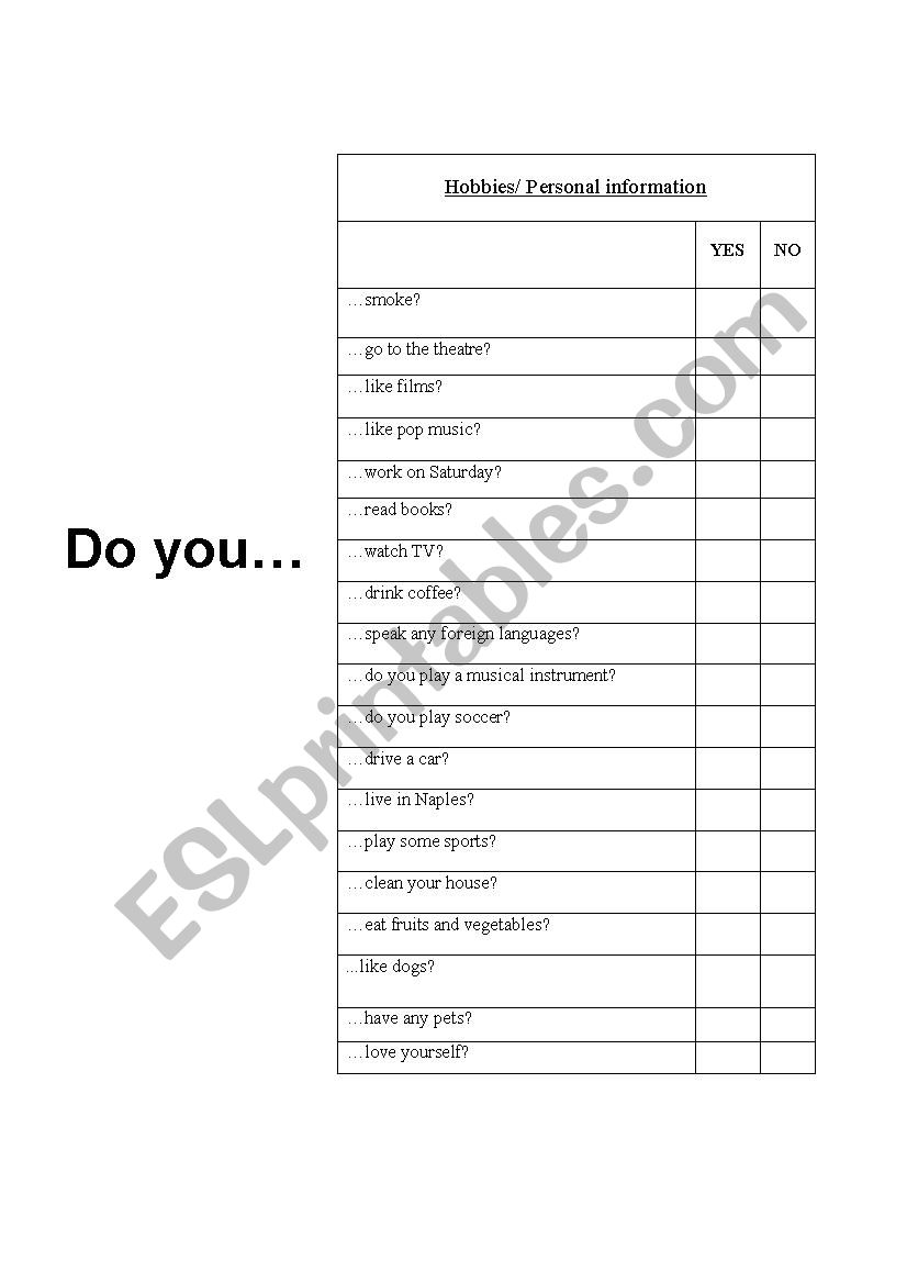 Interview worksheet