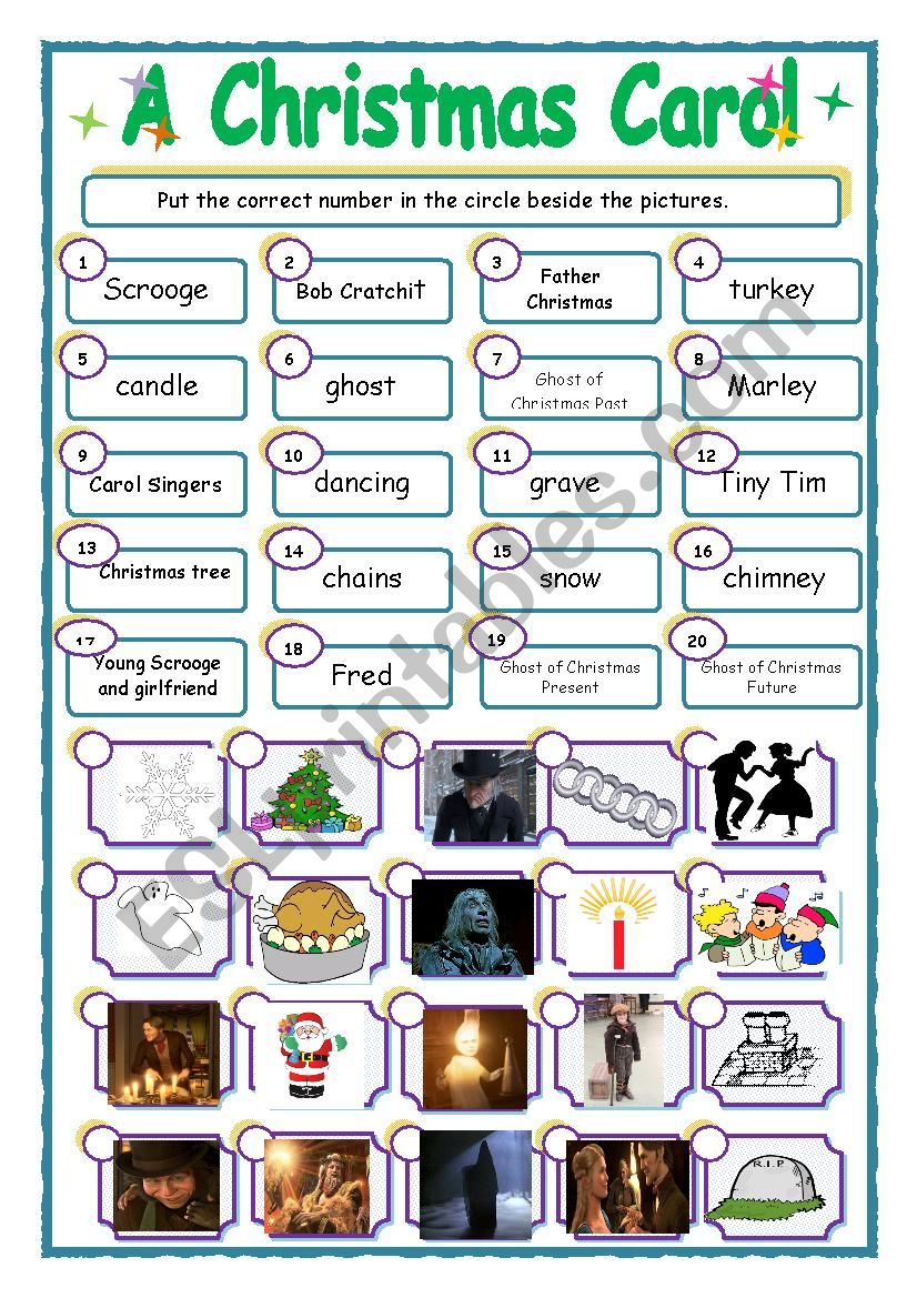  A Christmas Carol By Charles Dickens Match up Activity ESL Worksheet By Cunliffe