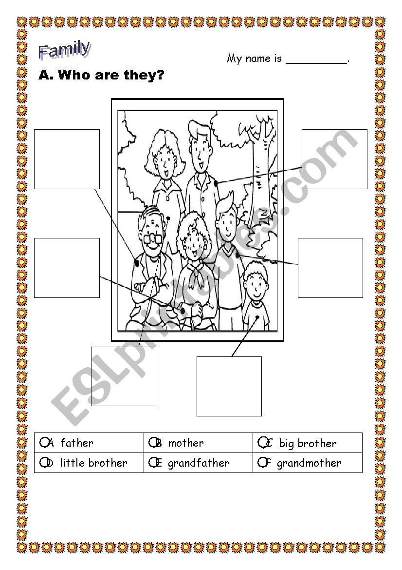 Family members worksheet