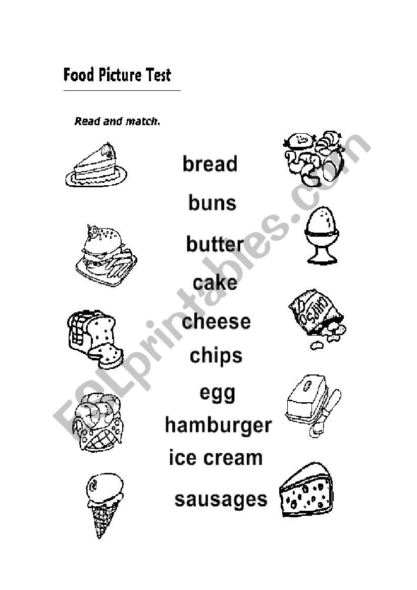 Food test worksheet