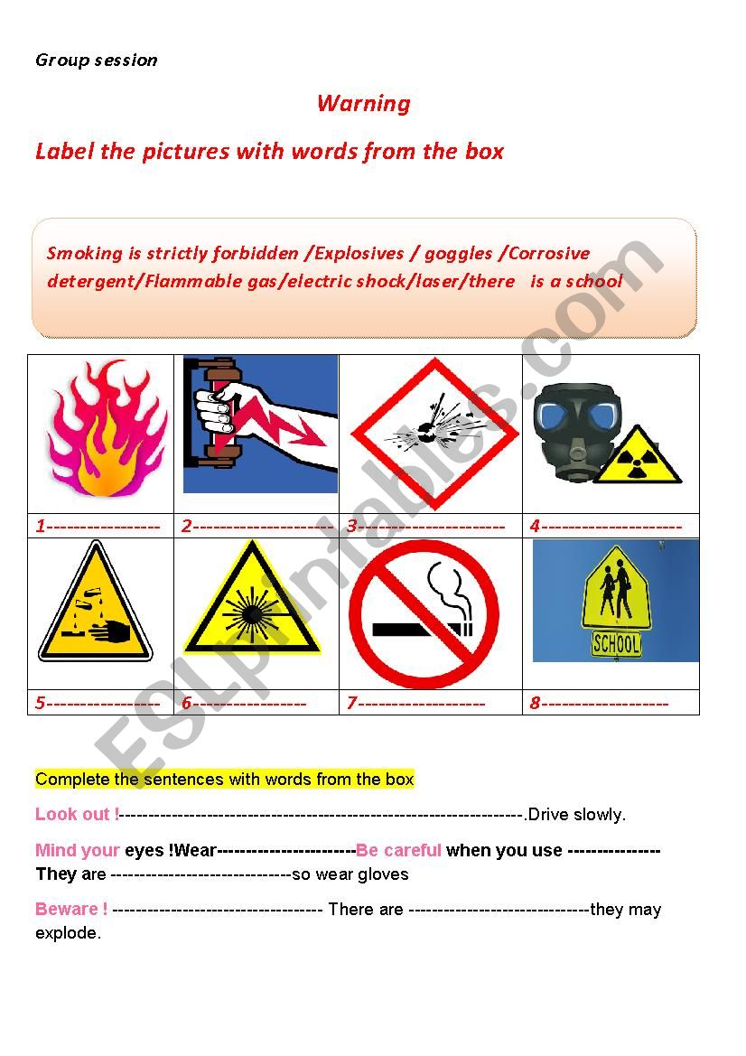 Safety at home worksheet