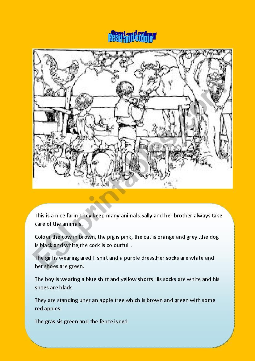 Animals and clothes colouring worksheet