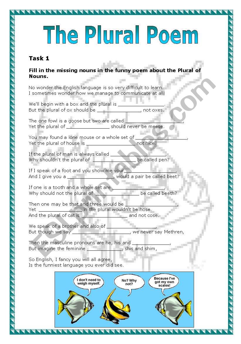 The Plural Poem worksheet