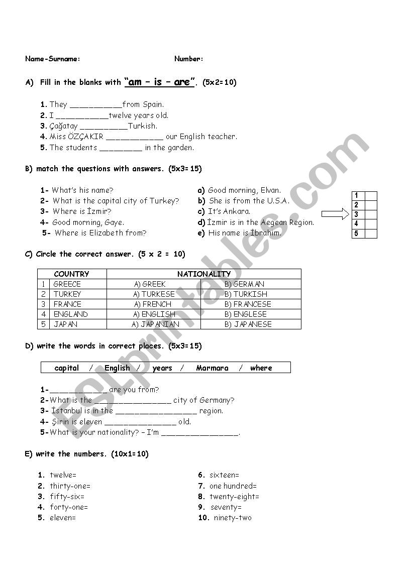general quiz worksheet