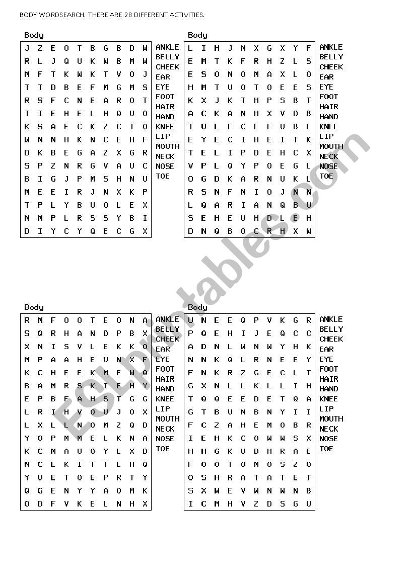 BODY WORDSEARCH worksheet