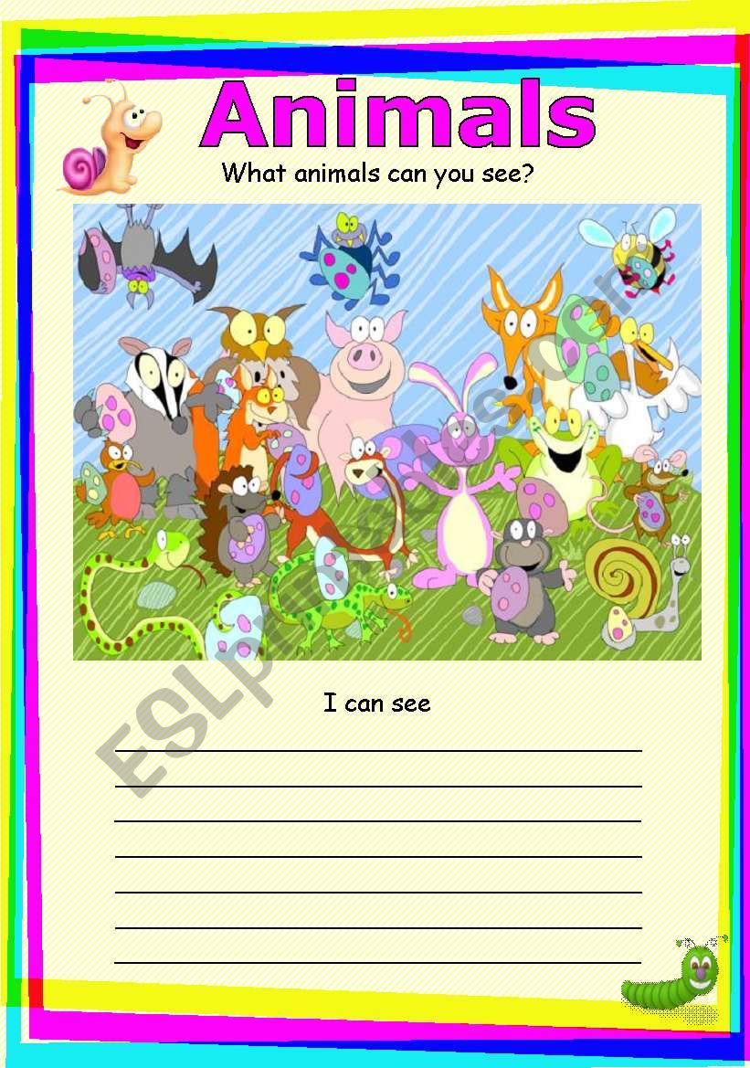 what animals can your see - ESL worksheet by Vanessa G L