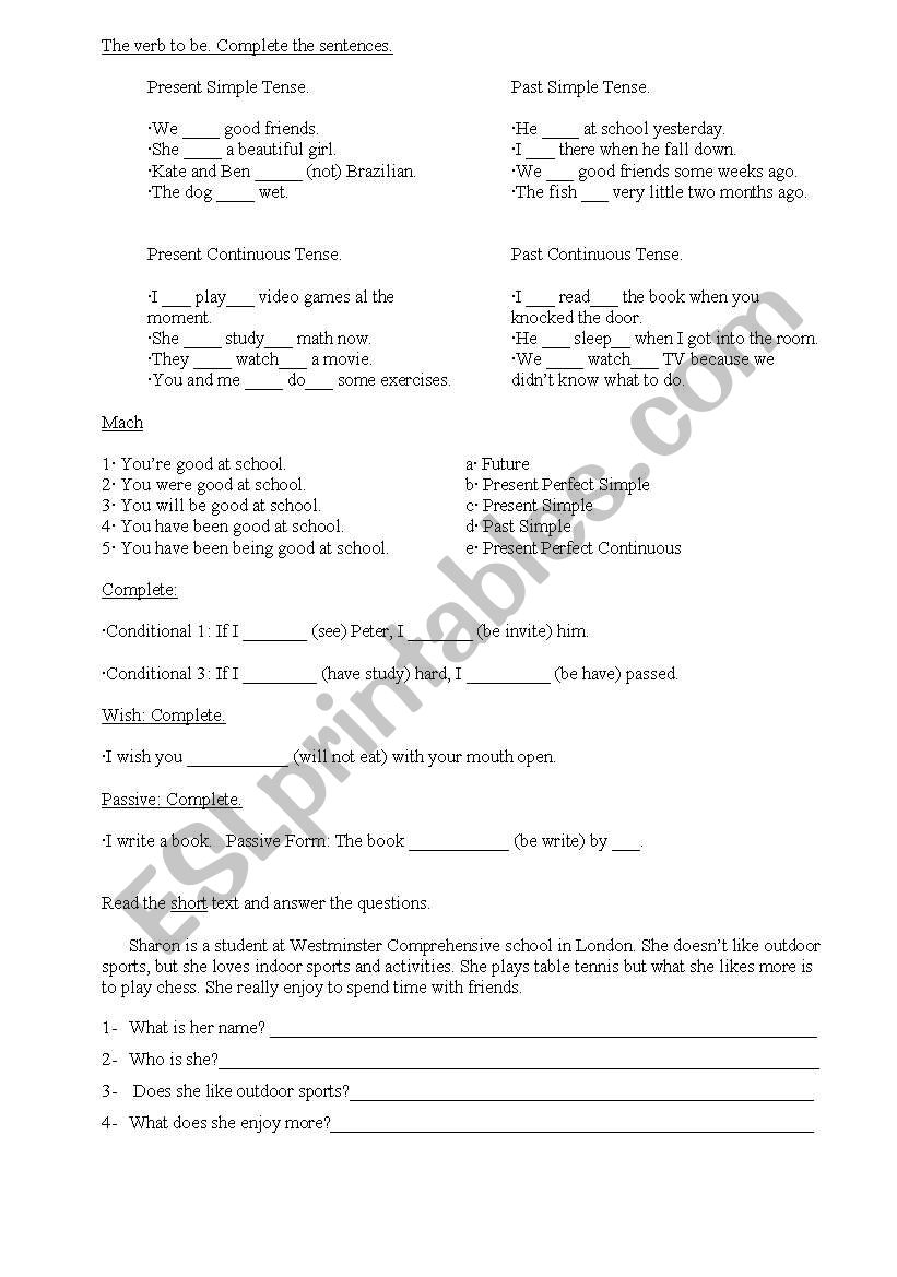 mix of tenses worksheet