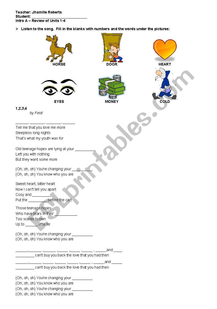 song-1234-by-feist-esl-worksheet-by-jhamille