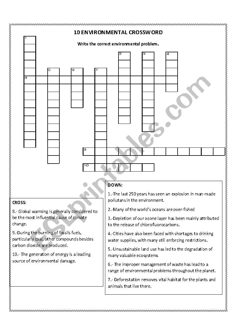 Environmental Problems worksheet