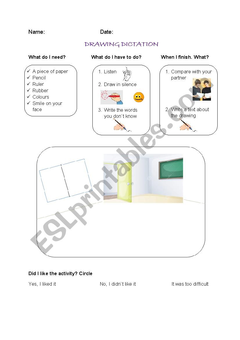 Drawing dictation worksheet