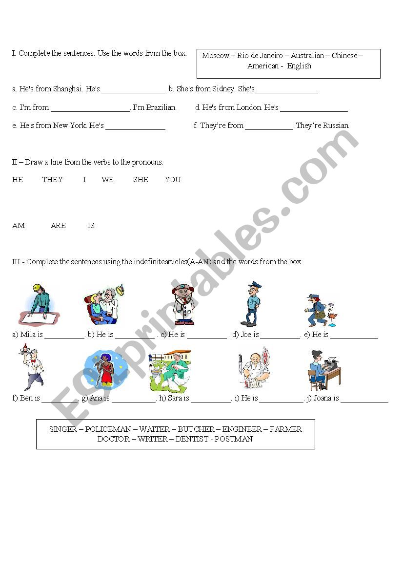 VERB TO BE worksheet