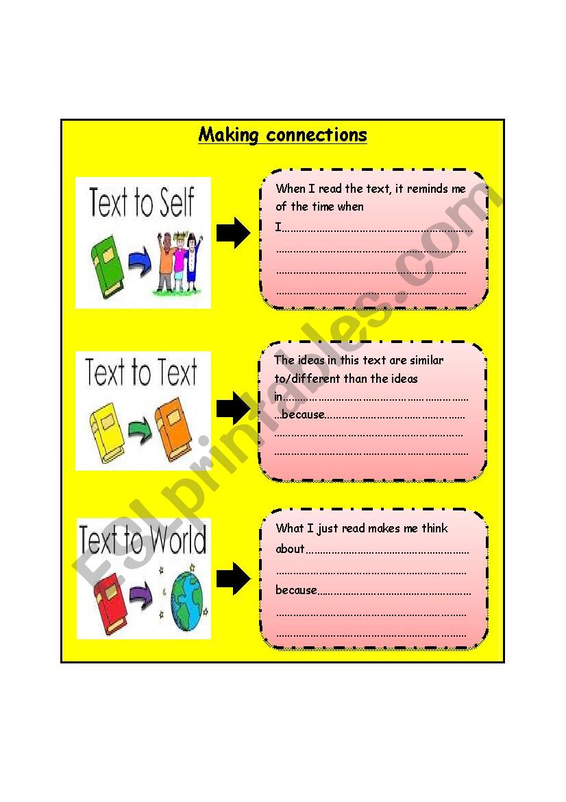 making connections - ESL worksheet by Basima22 Pertaining To Text To Text Connections Worksheet
