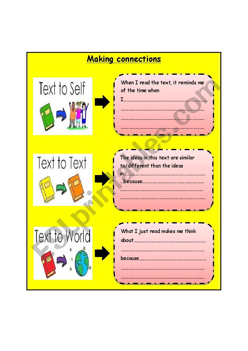 making connections - ESL worksheet by Basima22 Inside Text To Self Connections Worksheet