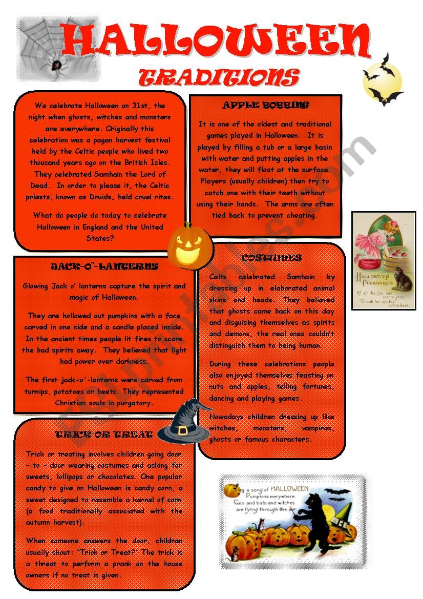 HALLOWEEN TRADITIONS worksheet