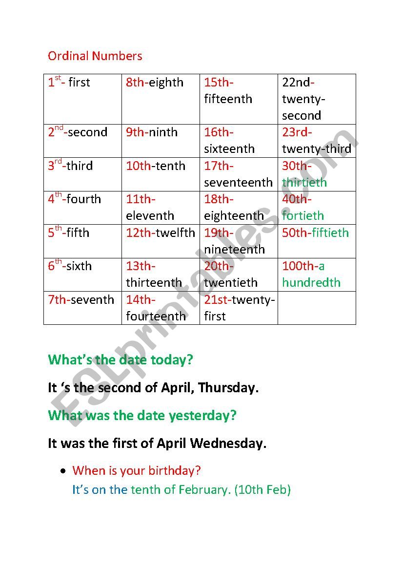 ordinal-numbers-and-telling-the-date-esl-worksheet-by-sinterpreter85