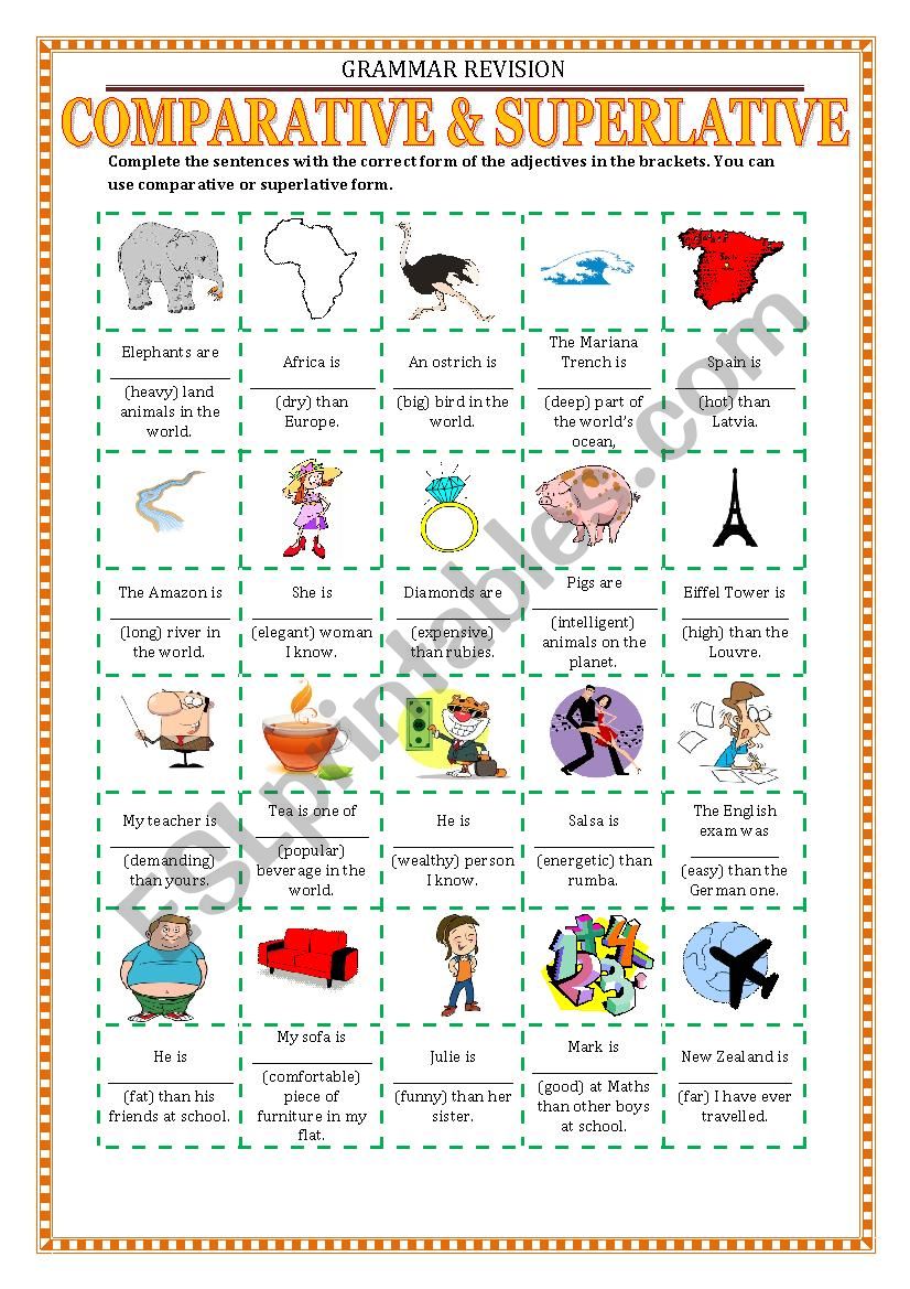 GRAMMAR REVISION - COMPARATIVE AND SUPERLATIVE ADJECTIVES