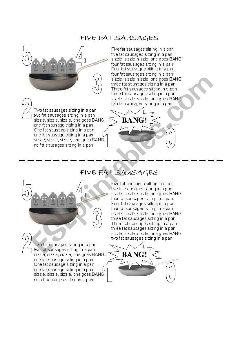 FIVE FAT SAUSAGES worksheet