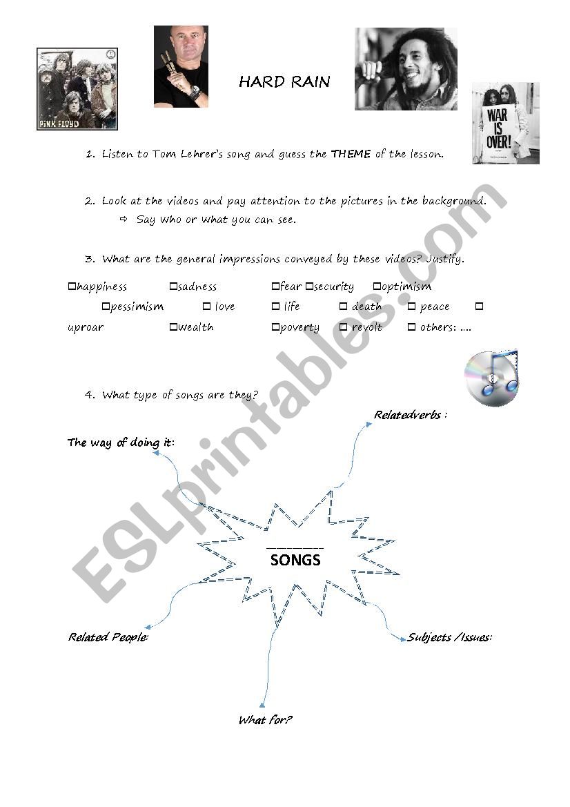 Protest songs worksheet