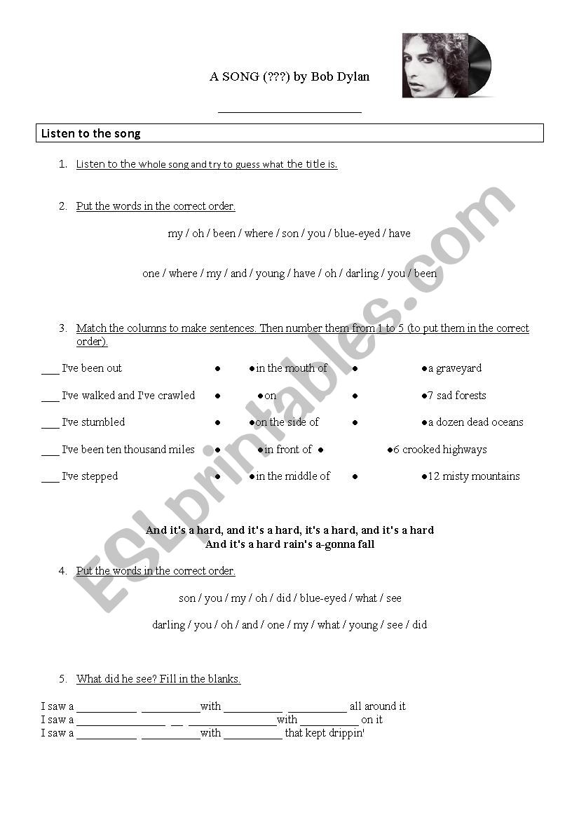 Hard rain worksheet