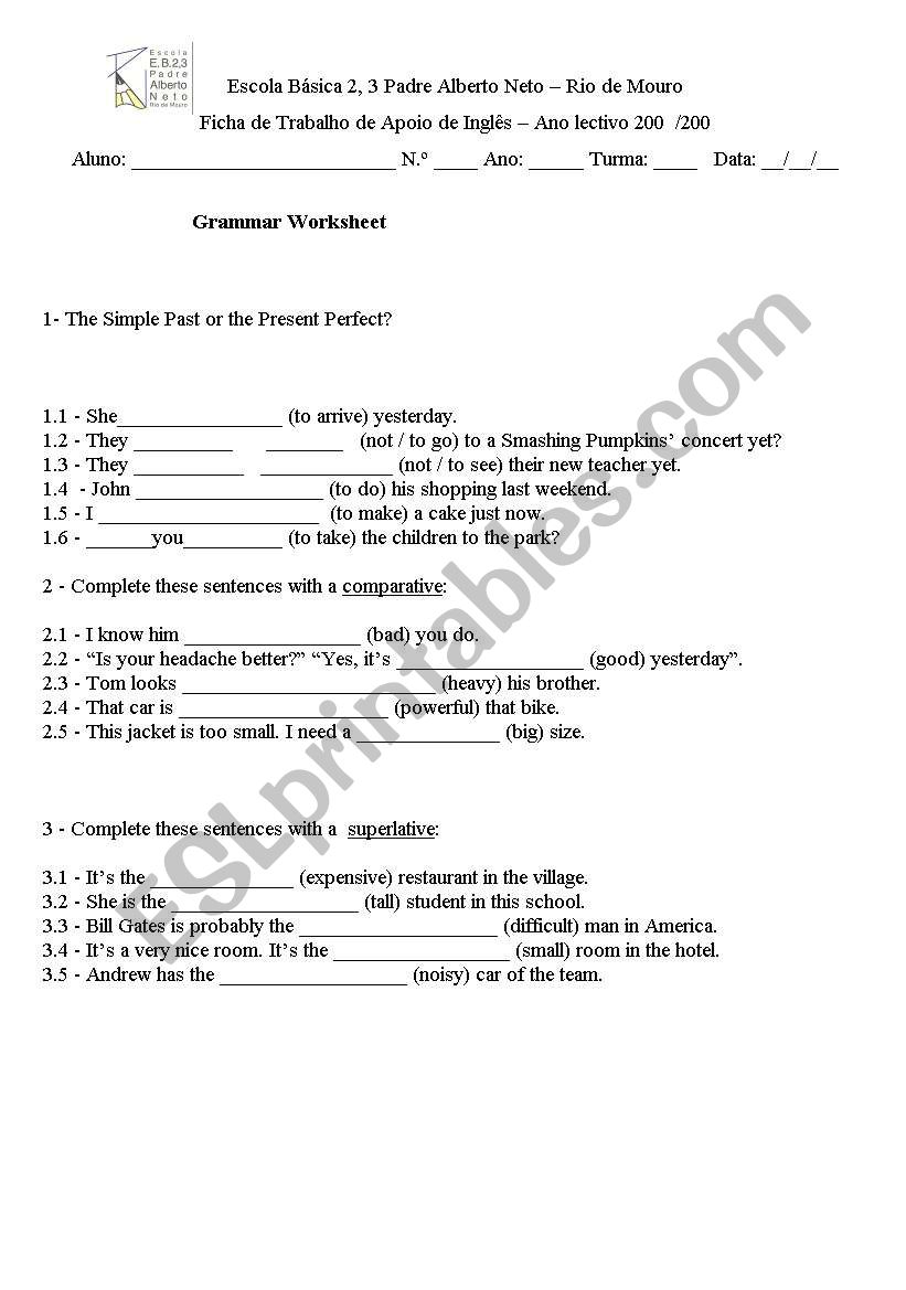 Grammar Review  Simple Past - Comparative - Superlative 